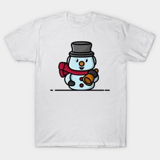 Snowman with hat and scarf cartoon character vector icon illustration. T-Shirt